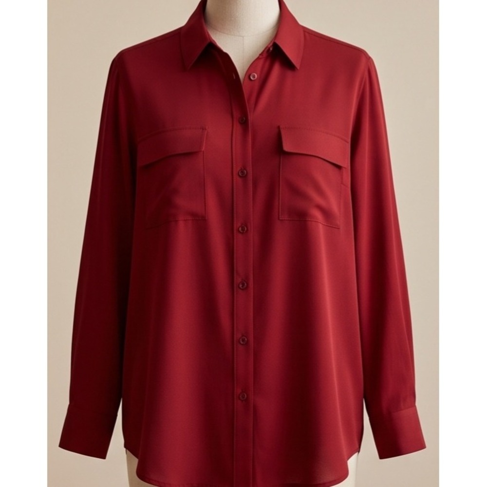 Avenue Plus 30/32 Cranberry Red Rayon Utility Shirt Flowy 4X/5X NWT